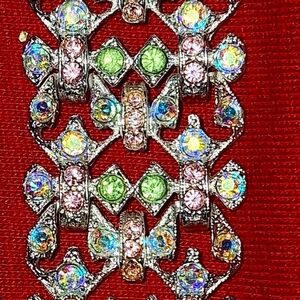 RJ Graziano Bracelet Austrian Crystals Womens Vintage 1990s Pink Celadon Green